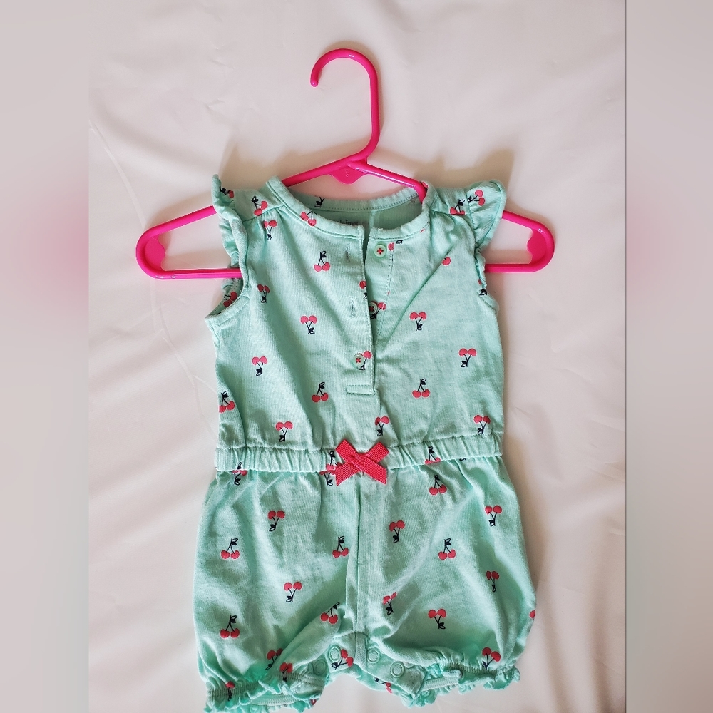 Simple Joys by Carter's Romper, 0 to 3 M, Mint & Pink 🍒s